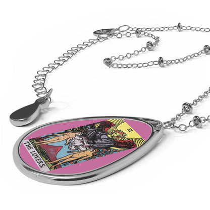 The Lovers Tarot Oval Necklace