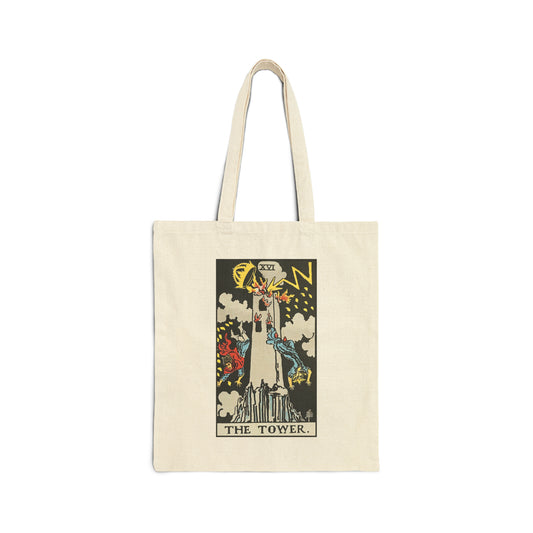 The Tower Tarot Cotton Canvas Tote Bag