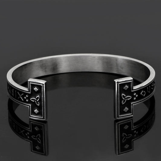 New Titanium Steel Rune Text Bracelet