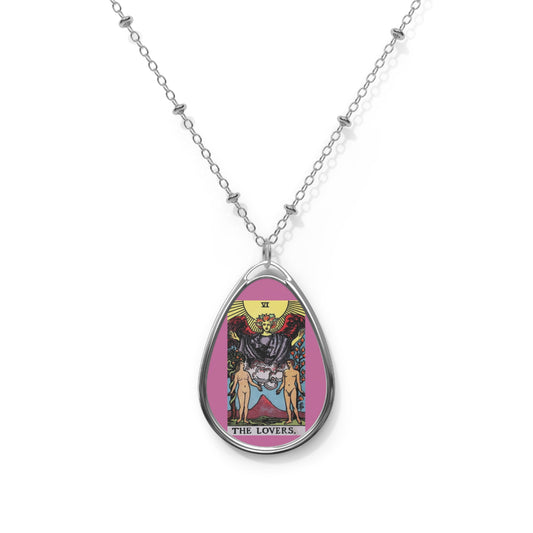 The Lovers Tarot Oval Necklace
