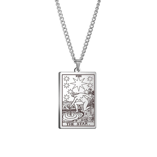 Tarot Witch Tarot Holy Water Stainless Steel Necklace