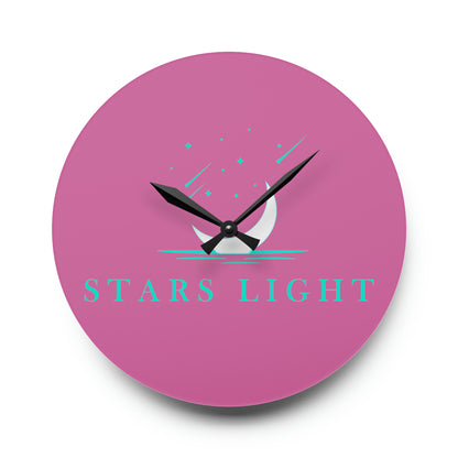 Stars Light Collection Pink Acrylic Wall Clock