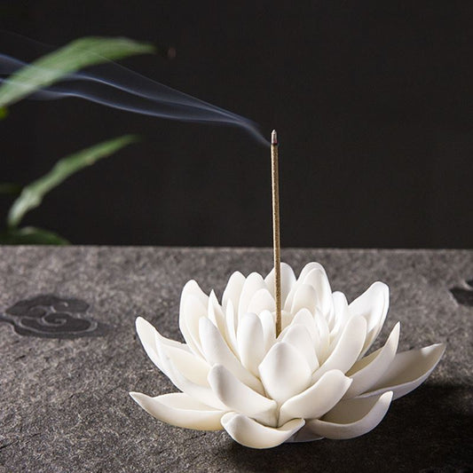 White Porcelain Lotus Incense Holders