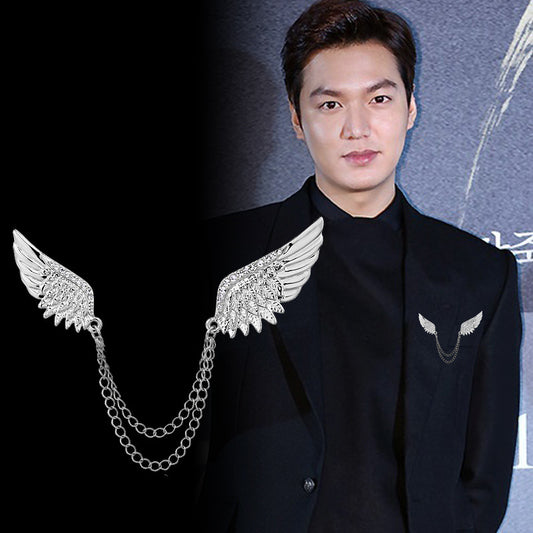 Angel Wings Chain Pin Buckle Collar Pin