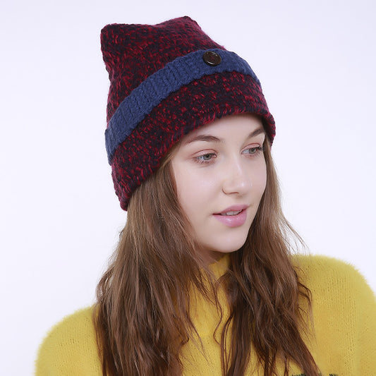 Wool Mixed Color Hat Witch Pointed