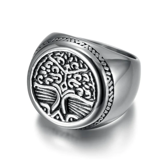 Asgard Crafted Handcrafted Stainless Steel Celtic Tree Of Life Circular Ring