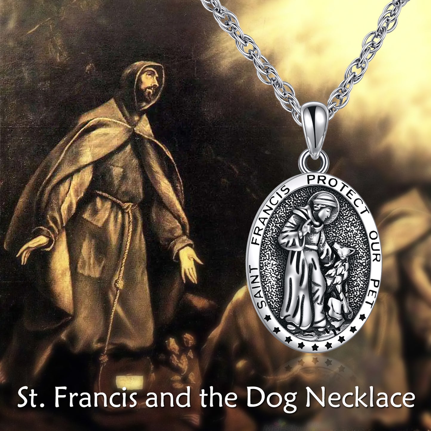 925 Sterling Silver Saint Francis Necklace