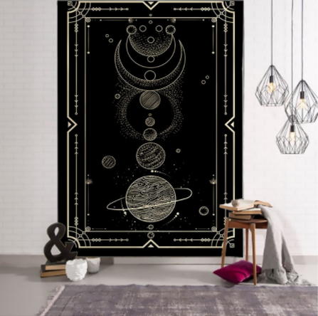 Witchcraft Tarot Tapestry Wall Hanging Black