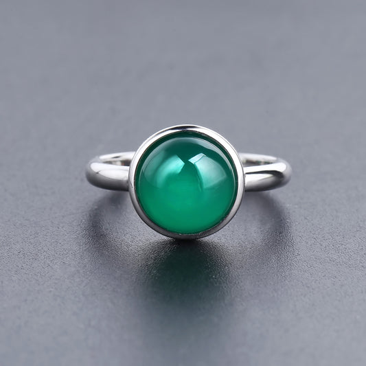 Green Agate 925 Sterling Silver Ring