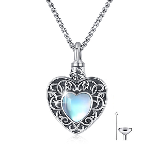 Heart Urn Necklace 925 Silver Moonstone l