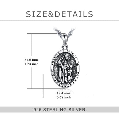 925 Sterling Silver Saint Francis Necklace