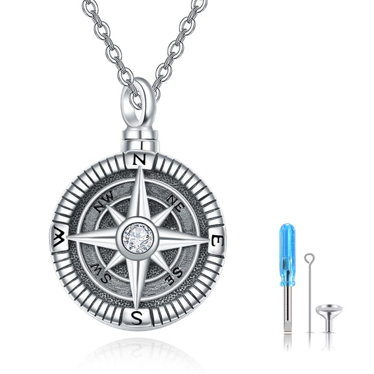 925 Sterling Silver Compass Urn for Ashes