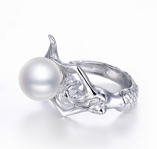 White Topaz 925 Sterling Silver Mermaid Ring