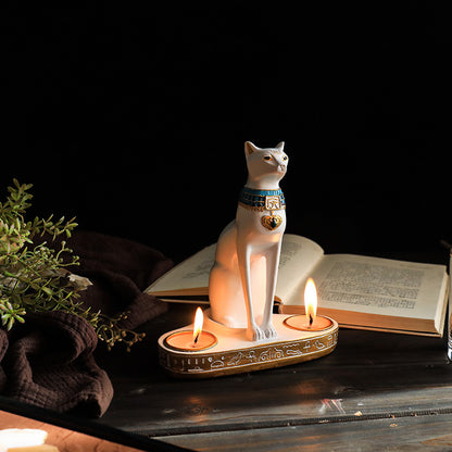 Egyptian Cat Candlestick Sculpture