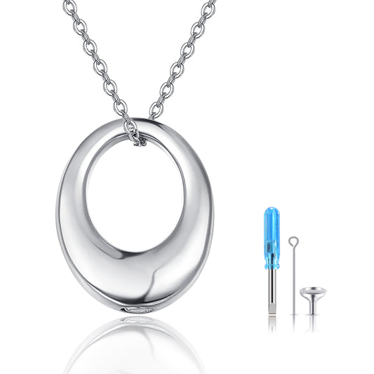 Oval Cremation Necklace in 925 Sterling Silver