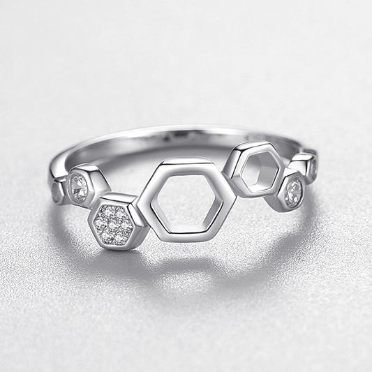 925 Sterling Silver Honeycomb Ring