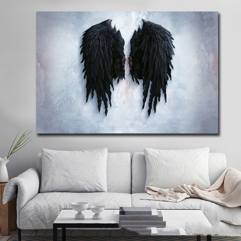 Black and White Angel Wings Decorative Painting - 3 Sizes