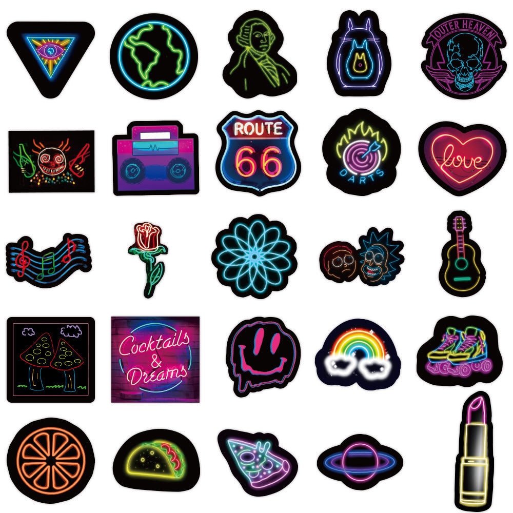 50 Neon Graffiti Stickers & Waterproof