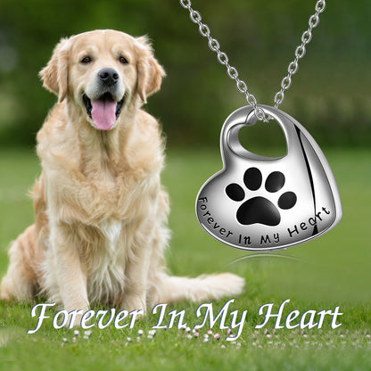 Sterling Silver Pet Paw Urn Necklace for Ashes