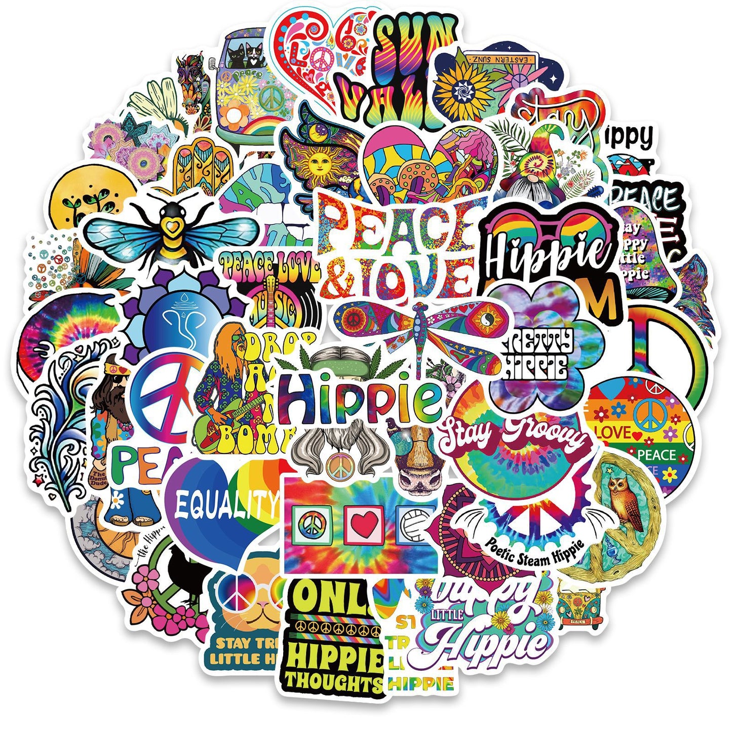 50 Cartoon Hippie Hippie Stickers Personalized Decoration Line