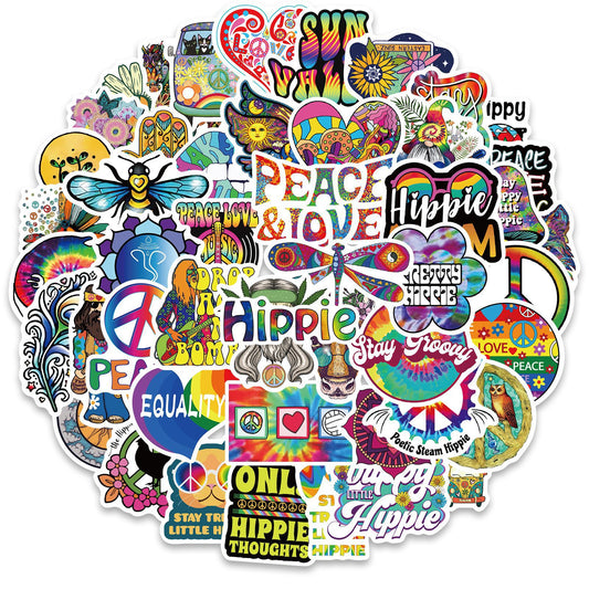 50 Cartoon Hippie Hippie Stickers Personalized Decoration Line