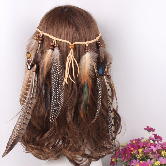 Feather headband feather tassel hair ring