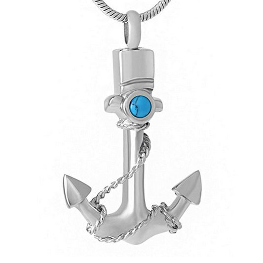 Stainless Steel Anchor Cremation Ash Necklace
