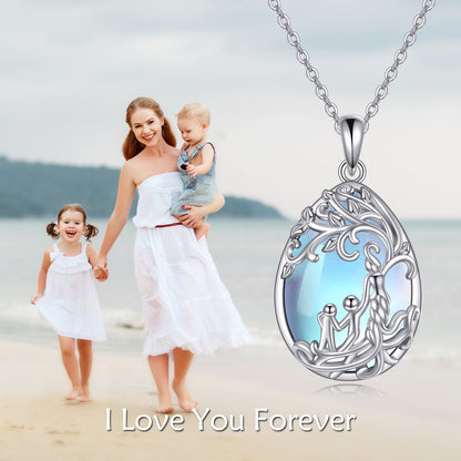 Sterling Silver Moonstone Tree of Life Necklace