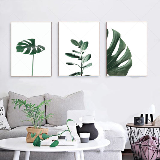 Nordic Style Tropical Plants Poster Green Leaves Canvas Print