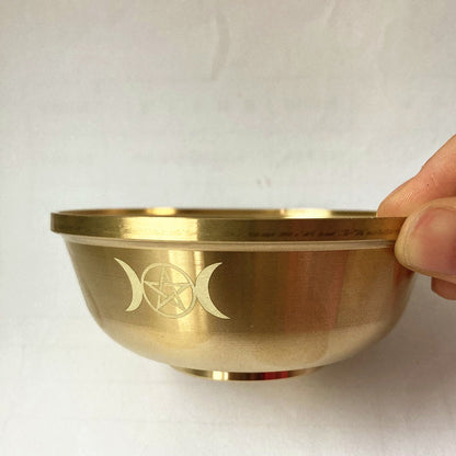Pure Magic Copper Altar Ritual Bowl with Cresent Moon Pentagram