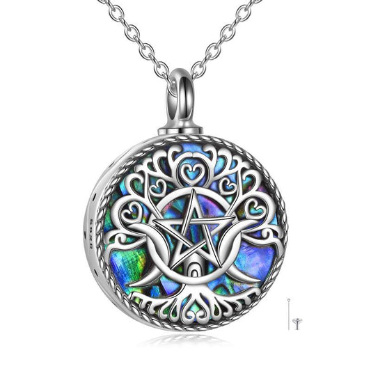 Sterling Silver Triple Moon Goddess Cremation Urn Necklace