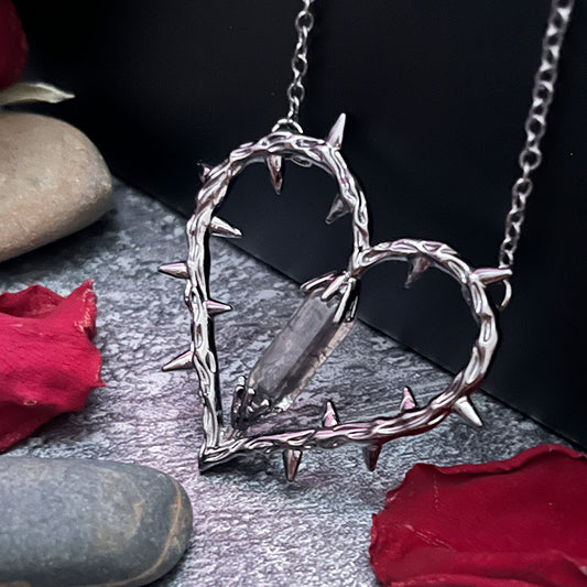 Dark Witch Heart Barbed Pendant Vintage Thorn Heart Necklace