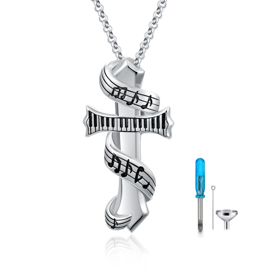 Music Note Urn Cremation Necklace in Sterling Silver