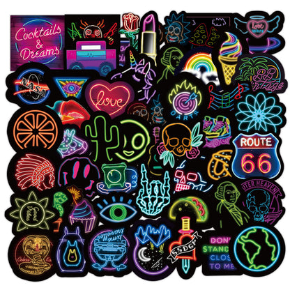 50 Neon Graffiti Stickers & Waterproof