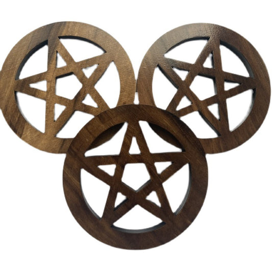 Wooden Pentagram Wood Carving Ceremony Decoration Witch Sacrifice Wooden Mat