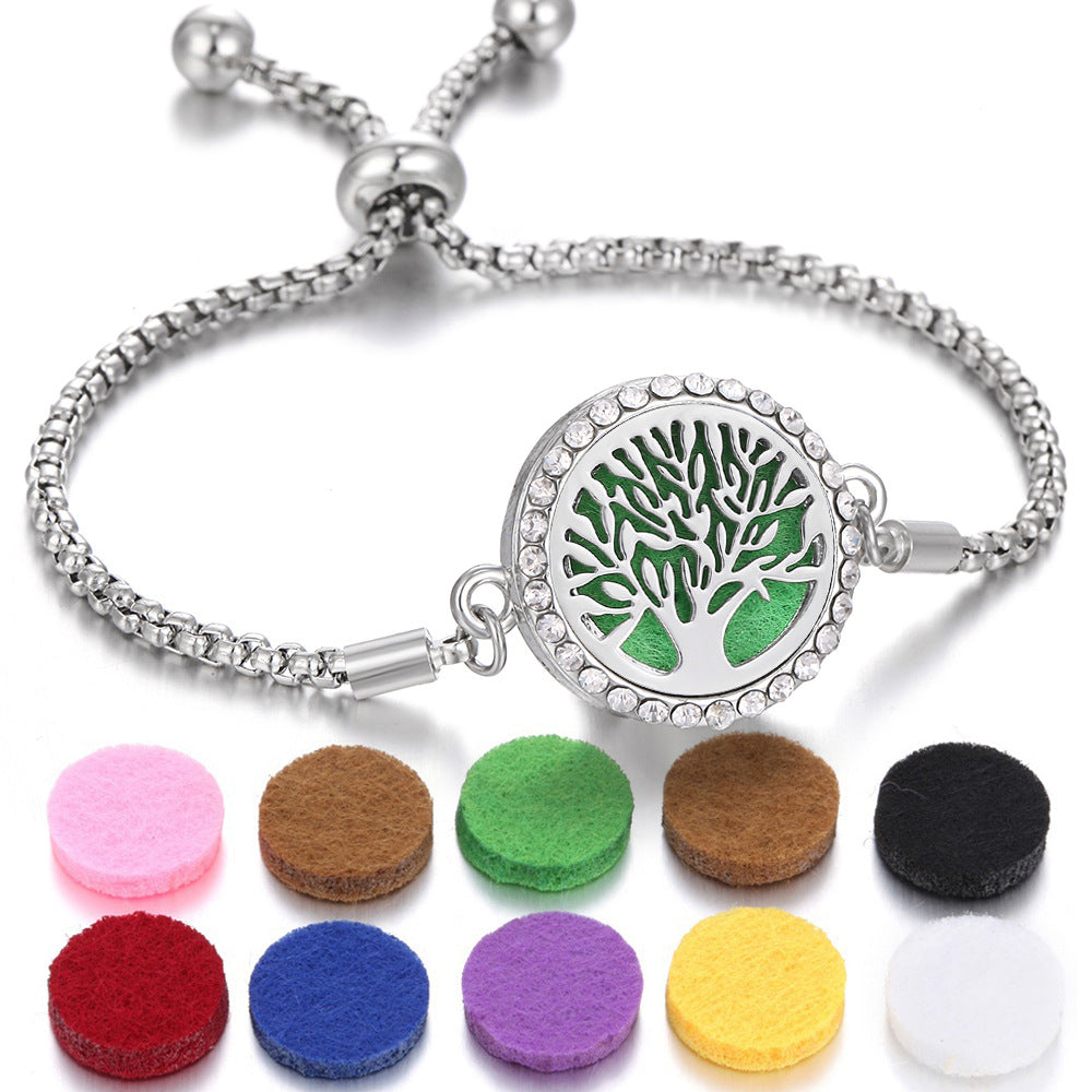 Titanium Steel Tree of Life Aromatherapy Bracelet