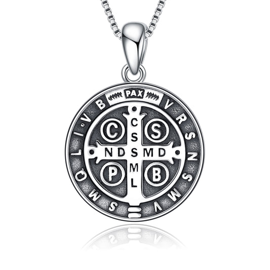 925 Sterling Silver Saint
 Benedict Necklace